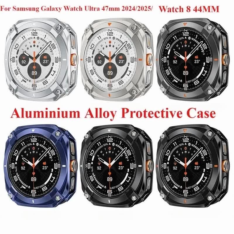 Защитный чехол из алюминиевого сплава для Samsung Galaxy Watch Ultra 2024/2025 47 мм Мужская крышка для SAMSUNG Galaxy Watch 8 44 мм Аксессуары Защитное стекло