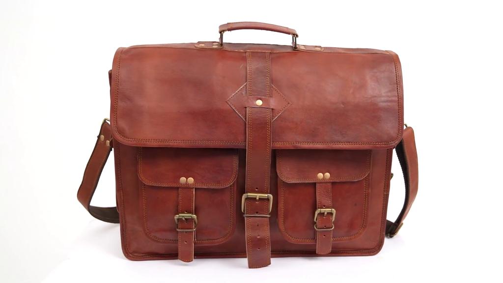 Vintage Leather Laptop Bag for Men Full Grain Large Leather Messenger Bag for Men with Rustic Look Best Leather Briefcase