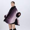 6 Gradient Colors Women Long Faux Rabbit Fur Collar Poncho Cape Knitted Cardigan Outstreet Wear Loose Cloak Batwing Sleeves Coat