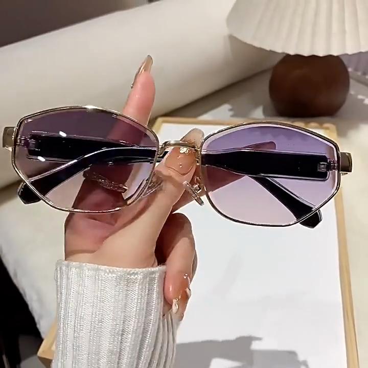Autumn Classic Metal Frame Geometric Sunglasses Women Uv400 Sun Shield For Casual Wear