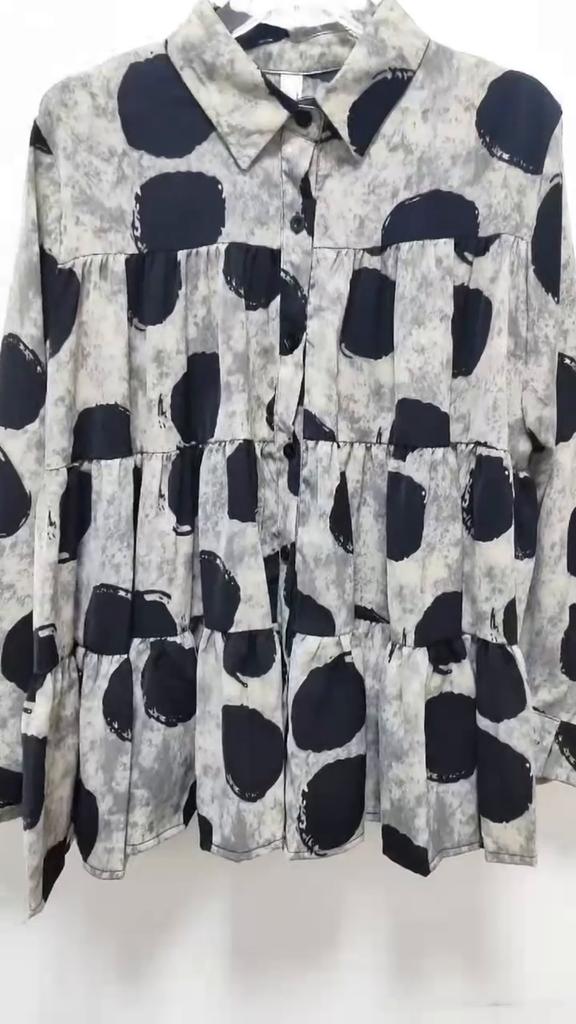 Xitao Рубашка в горошек со свободными складками и принтом, повседневный однобортный женский топ DMJ3770