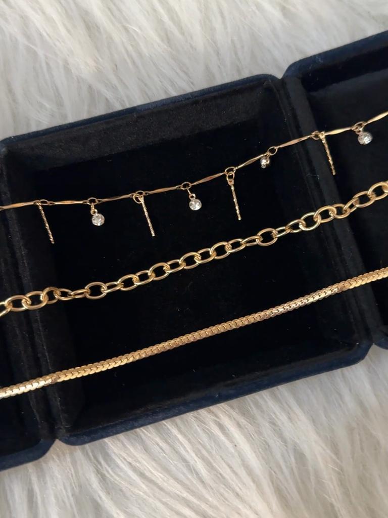 Простая мода золотая имитация водяной дрели кисточки браслет на щиколотку комплект ювелирных изделий для женщин и девочек повседневная одежда для вечеринок