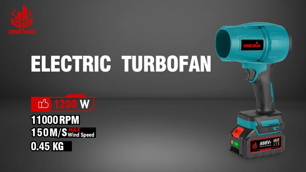 ONEVAN 1200W Electric Turbo Blowers Jet Fan 200M/S Violent Air Blower Car Dryer Dust Blowing Power Tool for Makita 18V Battery