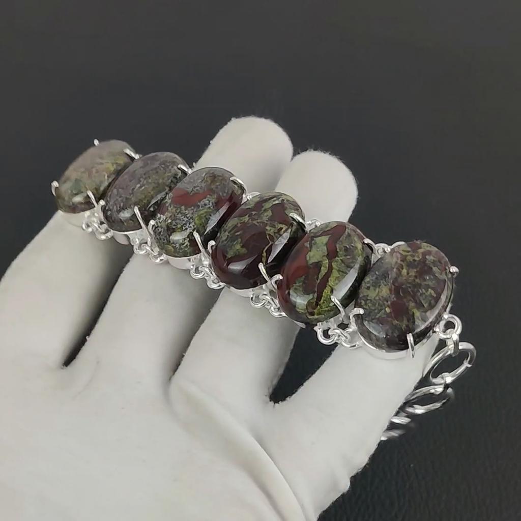 Natural Dragon Blood Stone Gemstone Handmade 925 Sterling Silver Bracelet, Dragon Blood Stone Bracelet For Wife , Unisex Bracelet Valantine Day Gifts