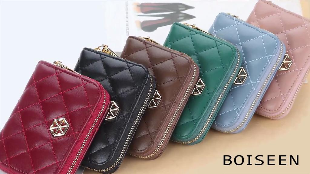 Women's Embroidered Plaid Zipper Coin Purse Cute Multi-card Slots Card Holder Small Wallet Pu Leather Short Purse