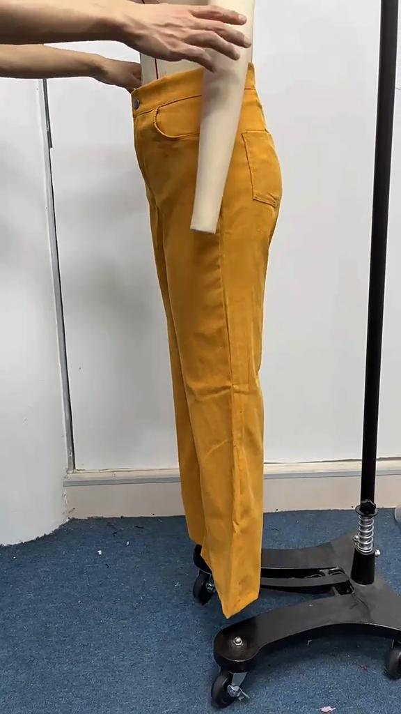 Spring and Autumn Women's Plus Size Solid Color Corduroy Temperament Pants Micro Pant High Waist Casual Pants