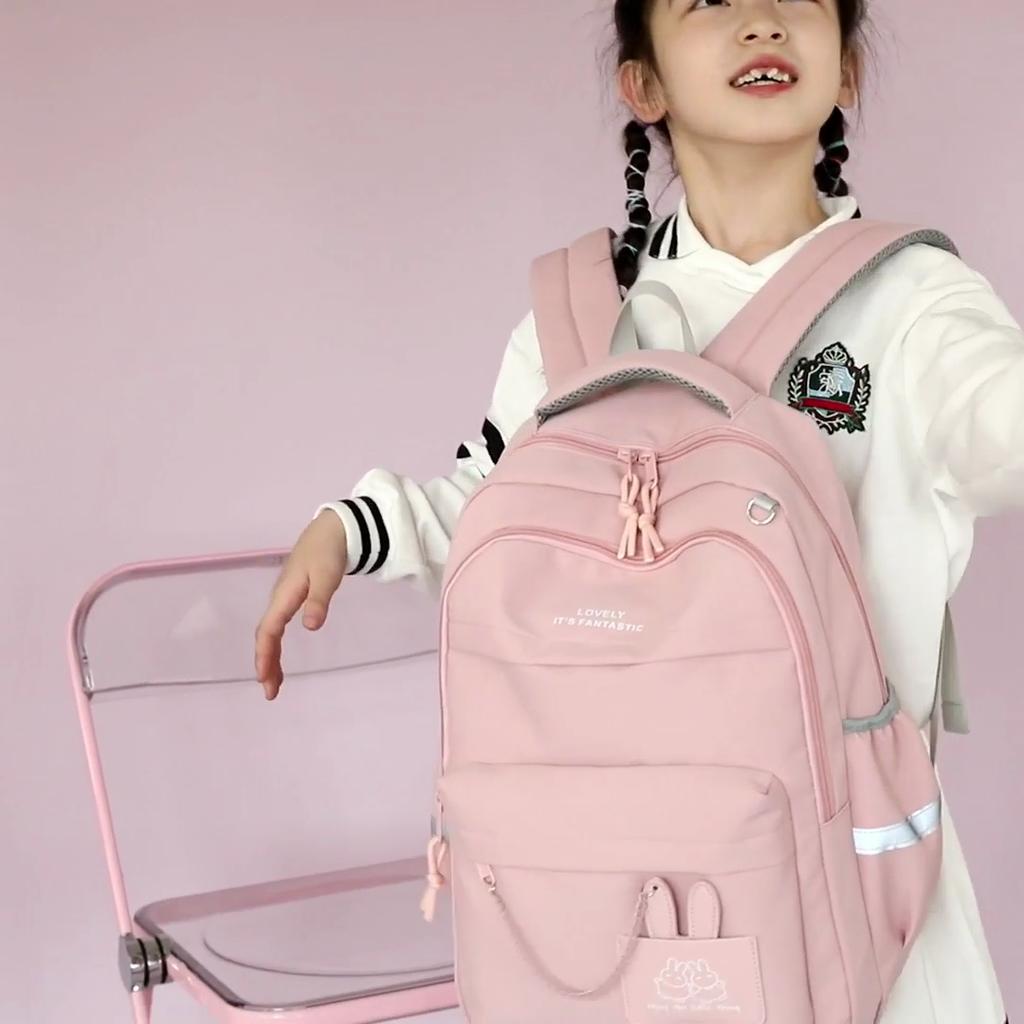 Студенческая школьная сумка, однотонный рюкзак для девочек, большой емкости