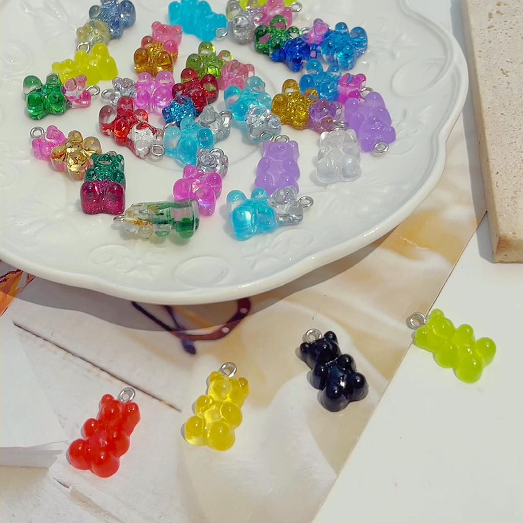 1000Pcs Resin Candy Bear Charms Beads for DIY Necklace Bracelet Earrings Jewelry Making