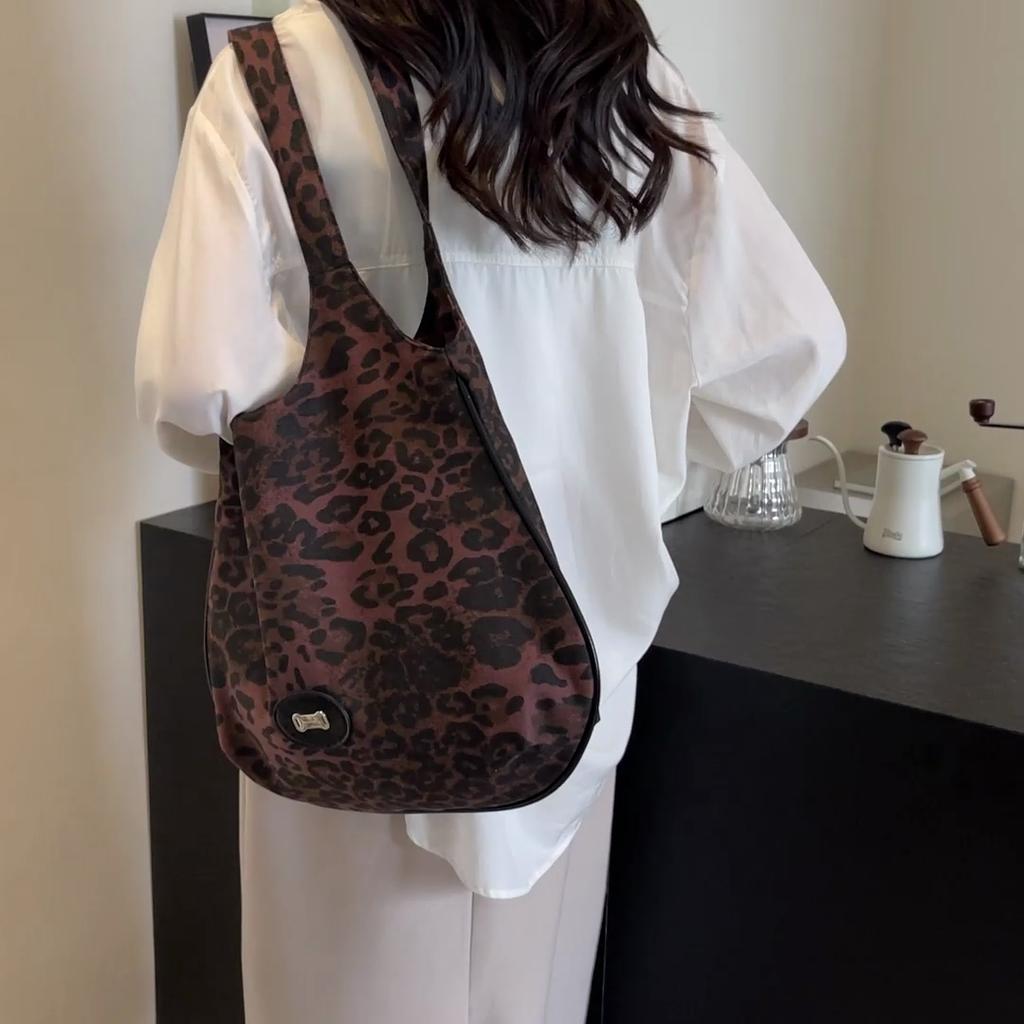 Сумка через плечо Сумка через плечо Сумка с леопардовым принтом Женская сумка для покупок большой вместимости