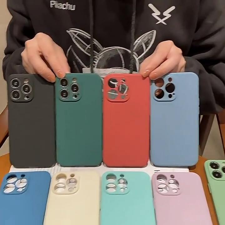 New Soft Liquid Silicone Phone Case with Camera Protective Shockproof For iPhone 14 Pro 15 12 Pro MAX 11 Pro SE 2 2020 XR XS 7 8 Plus 6s