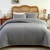 3pcs Set Quilted Bedspread, Solid Color Soft Breathable Bedsheet, 230*230cm+2pcs Pillowcase 51*66cm
