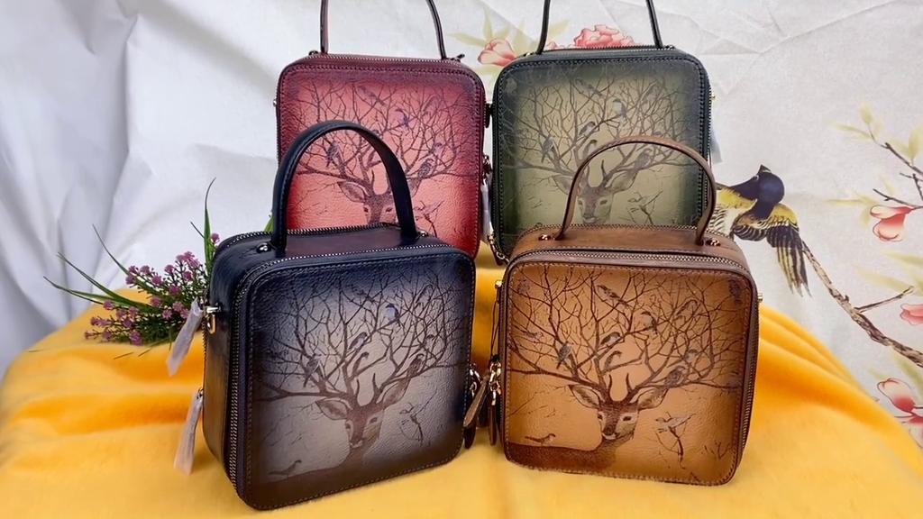 Johnature Маленькая сумка в стиле ретро, женская сумка из натуральной кожи, ручная обработка с животным принтом, коровья кожа, сумки на плечо и через плечо