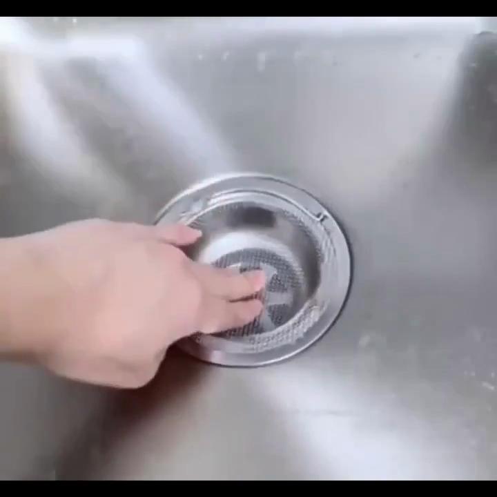 1PC Modern Stainless Steel Round Sink Strainer with Handle - Anti-Clog Mesh Filter for Kitchen and Bathroom Sinks