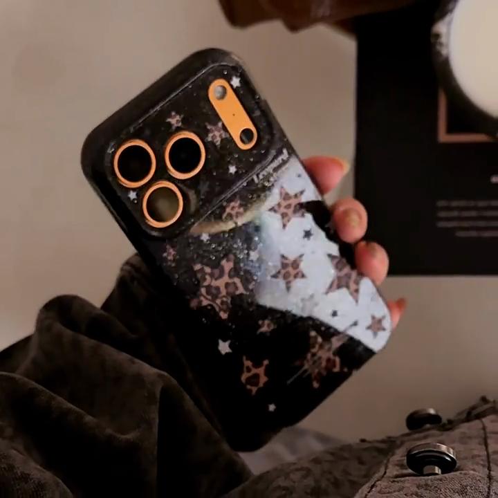 Блестящий чехол для телефона с леопардовым принтом и звездой для iPhone 15, iPhone 16, iPhone 17 Pro Max