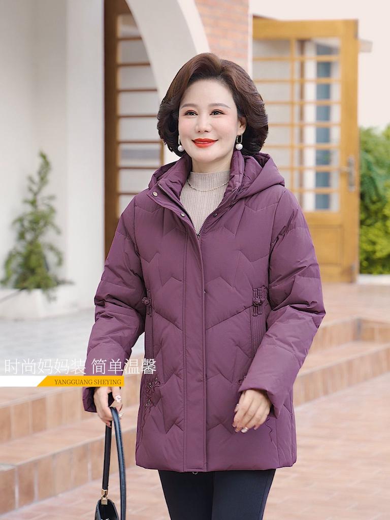 Winter Down Coat for Women Vintage Plus Size Outerwears Hooded Elegant Thick Warm Down Jacket Woman Parkas