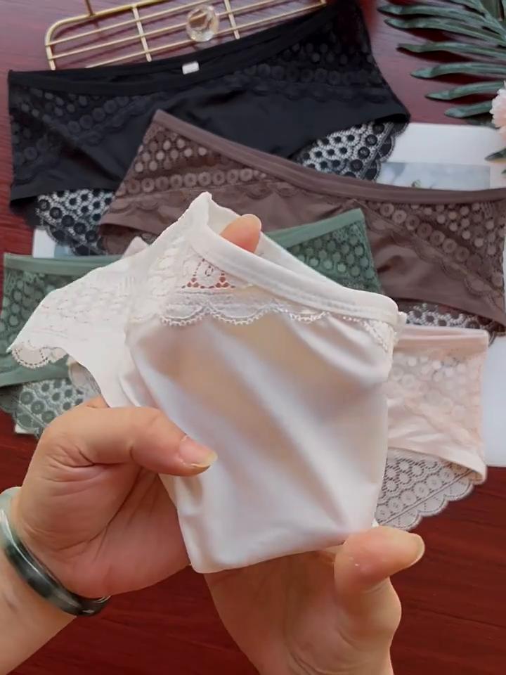 Fashion Simple Women Panties Sexy Hollow Lace Seamless Underwear High Elastic Breathable Mid-waist Women's Briefs