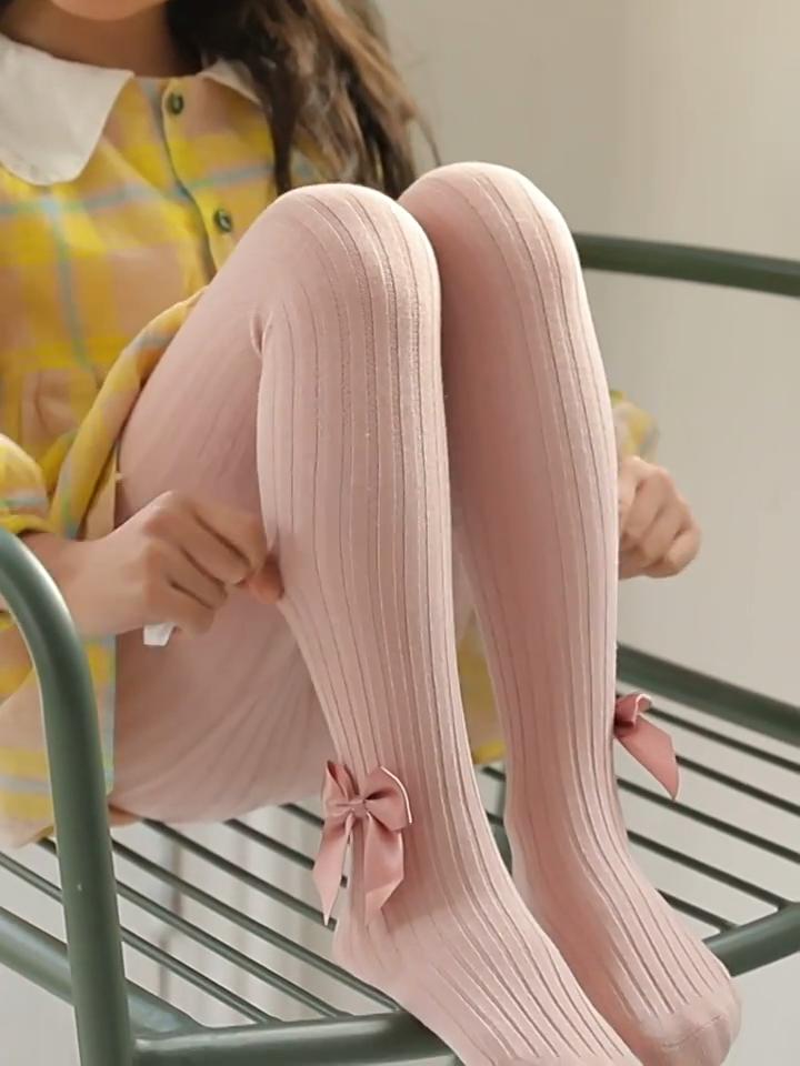 6 Colors Spring/Summer Cotton Girls' Tight Leggings Baby Jumpsuit Baby New Long Pants Children's Bow Pantyhose Baby Stockings