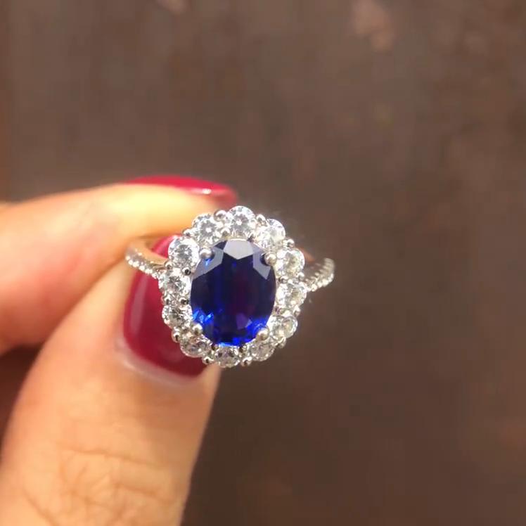 Gica Gema Кольца из стерлингового серебра 925 пробы с сапфирами и цирконами, драгоценные камни для женщин, сверкающие свадебные ювелирные украшения