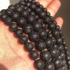 Круглые свободные бусины из натурального черного лавового камня для подставки для изготовления ювелирных изделий 15 дюймов, 4/6/8/10/12 мм