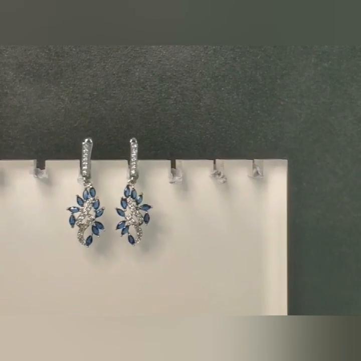 UMCHO Женские модные серьги из стерлингового серебра 925 пробы виде капли с синим драгоценным камнем