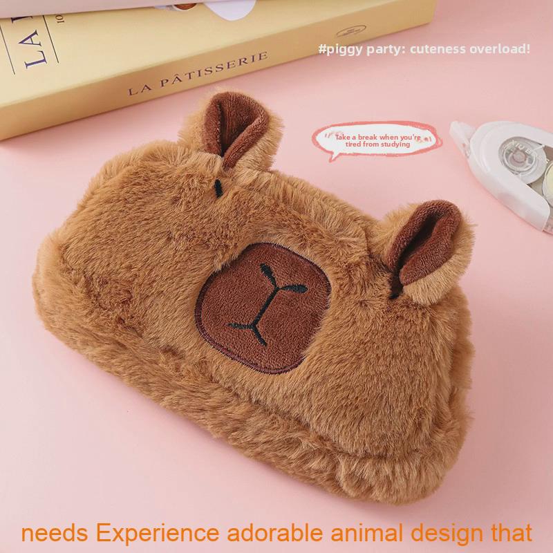 Capybara Cartoon Plush Storage Bag With 200cc Volume For School Use