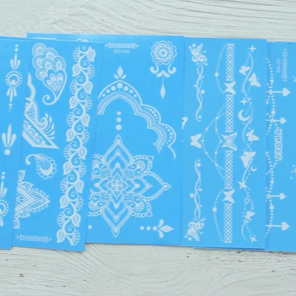 1 лист белой хны для татуировки, светящаяся синяя временная татуировка для руки