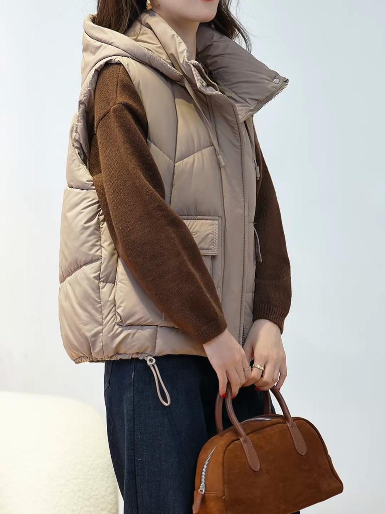 Fashion Winter Women's Warm Vest Hooded Thick Casual Sleeveless Jackets Woman Short Coats