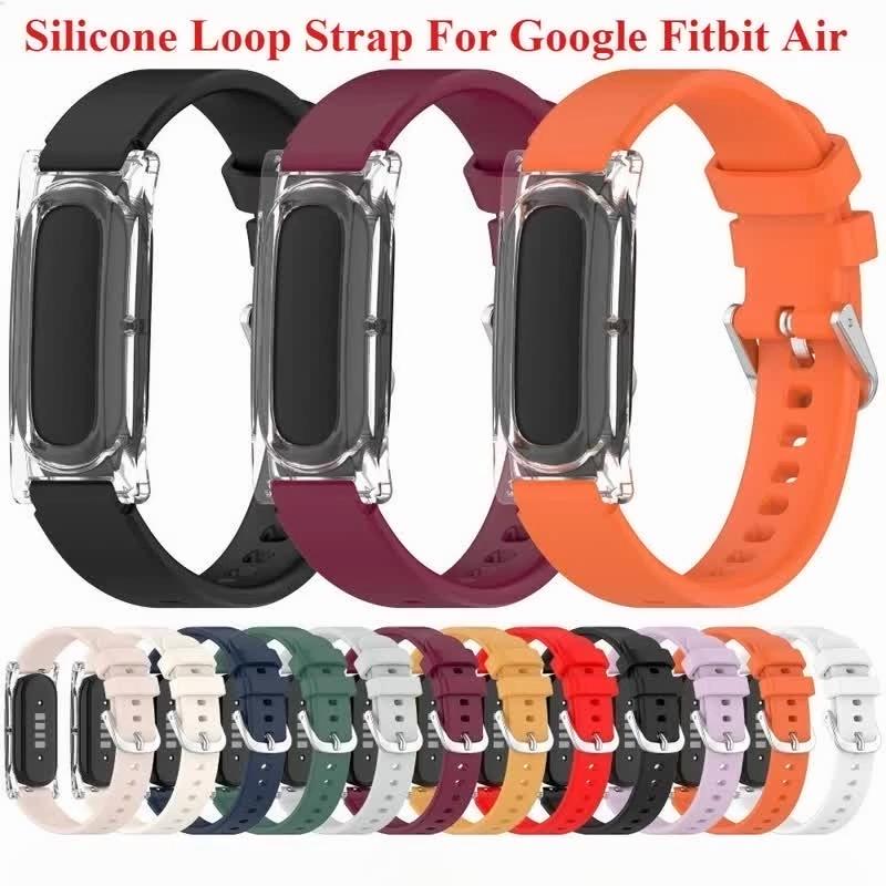Replacement Silicone Loop Watchband Strap Adjustable Breathable Wristband Clear Case Bracelet for Google Fitbit Air