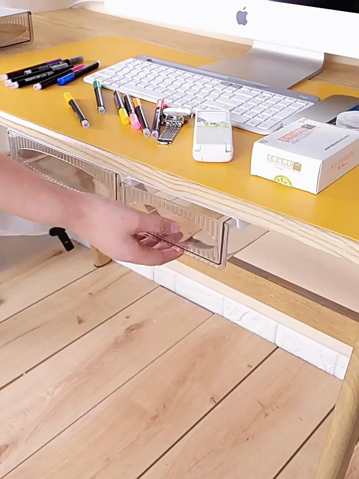 Invisible Storage Table Shelf Storage Box New Pull Out Storage Box Hanging Under Desk Drawer Large Capacity Undertable Drawer