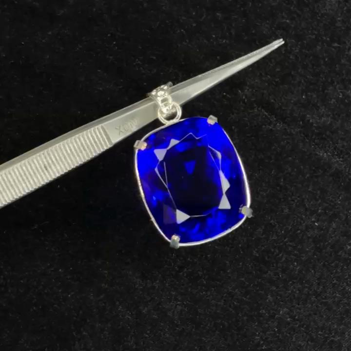 Natural Tanzanite Pendant 105.60 ct Brazilian Cushion Cut 925 Sterling Silver Gemstone Jewelry Gift