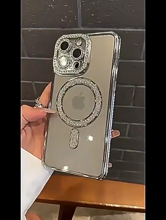 Роскошный блестящий прозрачный чехол Magsafe с беспроводной зарядкой для iPhone 14 13 12 11 Pro Max Plus с магнитным бампером и бриллиантами