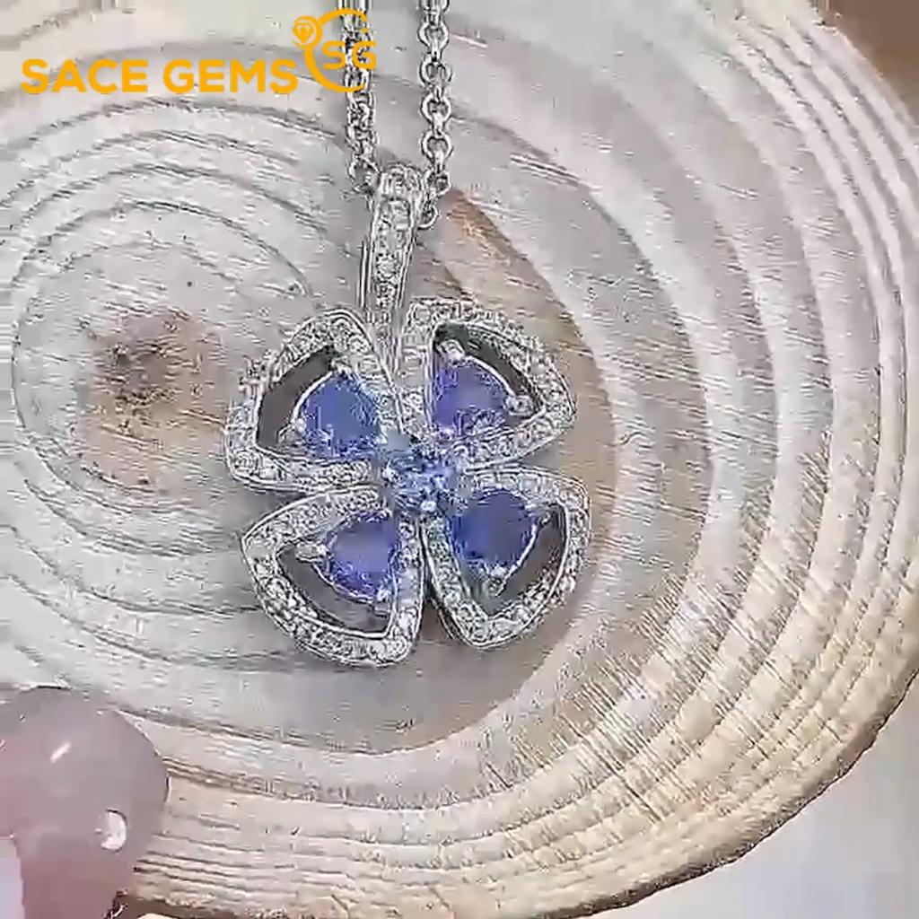 Sace Gems Ожерелья-подвески из стерлингового серебра 925 пробы 4 мм с натуральным танзанитом для женщин, два способа ношения, ювелирные украшения на день рождения