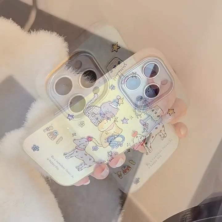 Позолоченный Милый Милый Питомец Подходит для Чехла Мобильного Телефона Iphone17 16 Лазерный 15Promax Поколение 14 Мультяшный 11 Гальваническое Покрытие