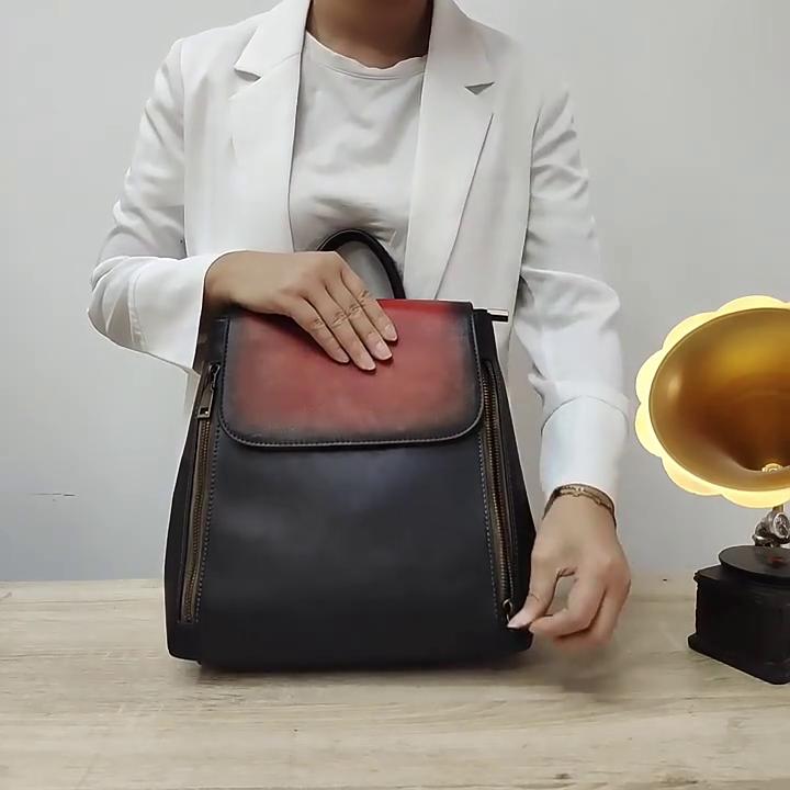 Johnature Винтажный рюкзак из натуральной кожи, женская сумка ручной работы из натуральной яловой кожи, большой вместительности, однотонные дорожные рюкзаки