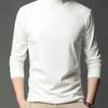Autumn Winter Half Collar Solid Color Bottoming Tees Men Long Sleeve Add Velvet Casual Fashion T-shirt Male Pullover Top Homme