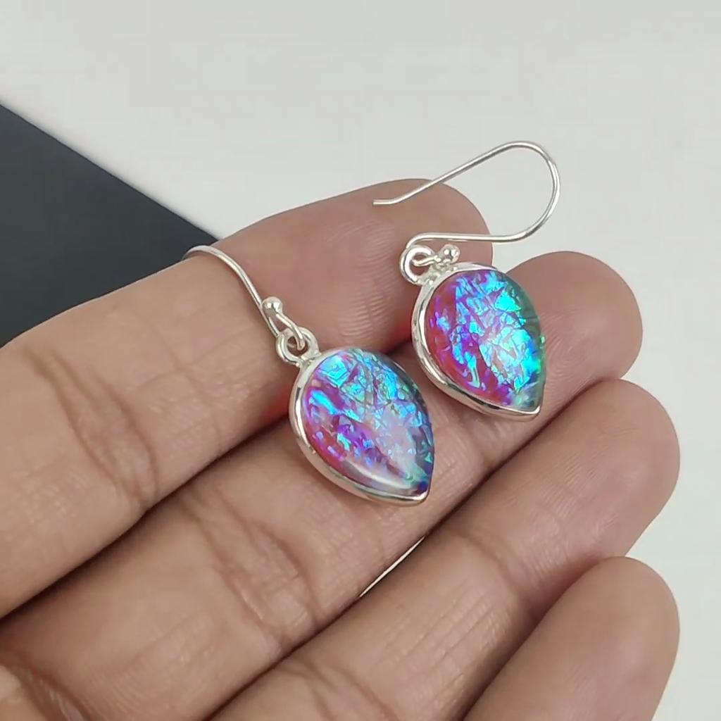 Australian Triplet Opal Gemstone Earrings, 925 Sterling Silver Earring, Handmade Boho Silver Jewelry Dangle Earrings, Birthday Gifts For Wife
