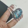 Натуральный голубой медный бирюзовый драгоценный камень ручной работы из стерлингового серебра 925 пробы, голубой медный бирюзовый браслет, для жены, унисекс-браслет, подарки для жены