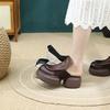Модные кожаные босоножки на платформе с толстым каблуком для женщин, удобная летняя обувь с открытой пяткой