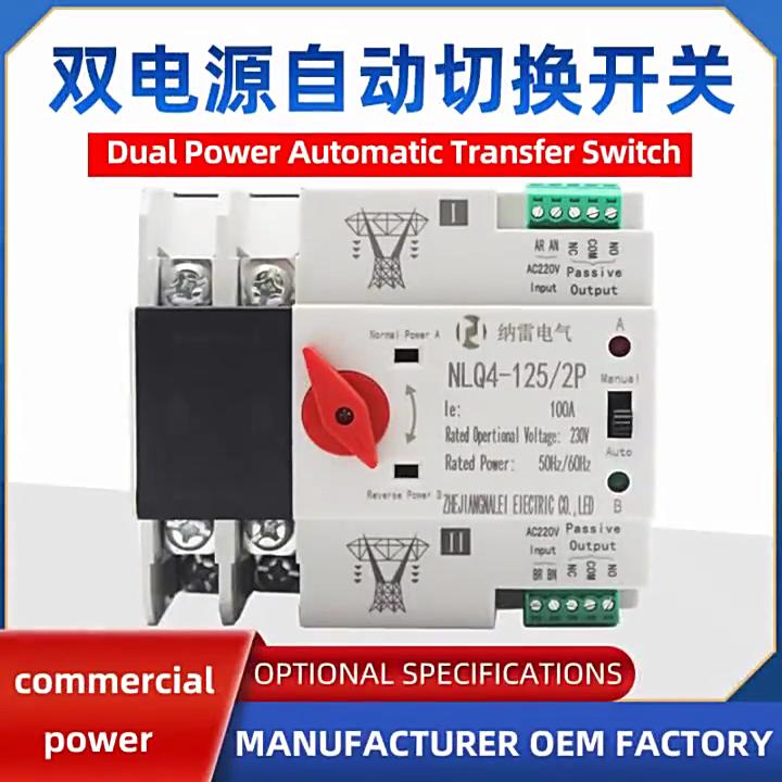 Dual Power Automatic Transfer Switch Circuit Breaker Changeover ZGQ5-100/4P 220V