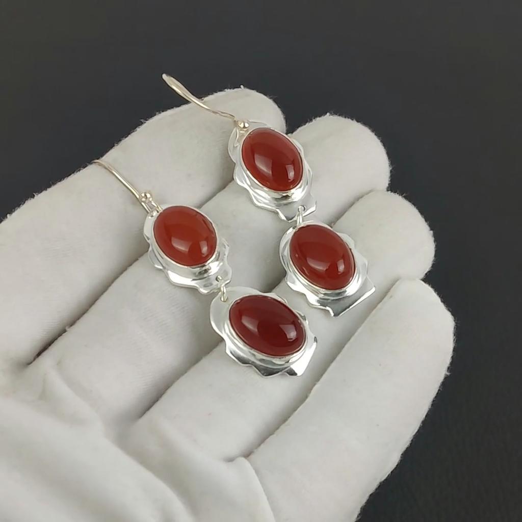 Серьги-крючки из натурального драгоценного камня сердолик, серьги из стерлингового серебра 925 пробы, серьги-подвески из серебра ручной работы в стиле бохо, подарок на годовщину