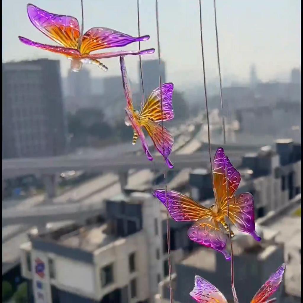 Hanging Solar Garden Decor Light Butterfly Solar Wind Chime Color Changing Solar Lamp Outdoor Waterproof For Garden Yard
