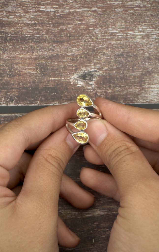 Изысканное кольцо с цитрином ручной работы, кольцо из серебра 925 пробы с желтым драгоценным камнем, подарок для особого случая