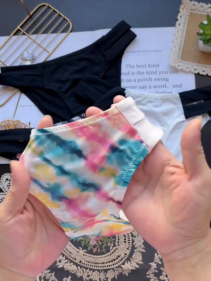 Plus-size Sexy Underwear Low-rise Women's Panties Women's Ice Silk Slim Belt Comfortable Briefs for Women