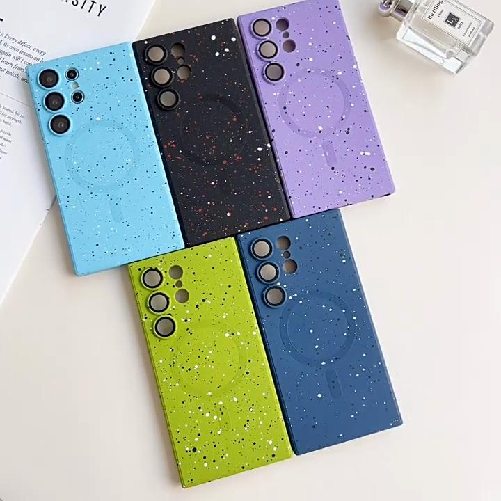 Fashion Splash Ink For Magsafe Magnetic Phone Case for Samsung S24 S23 S22 S20 S21FE Note 20 Ultra 10 Plus Z-Flip 3/4/5 Matte Soft Silicone Cover