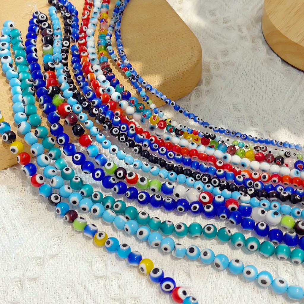 4/6/8 мм красочные круглые бусины от сглаза свободные глазурованные стеклянные бусины лэмпворк для изготовления ювелирных изделий