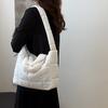Yogodlns Solid Color Shoulder Messenger Bags Large Capacity Lightweight Quilted Totes Down Cotton Padded Puffy Handbags for Women
