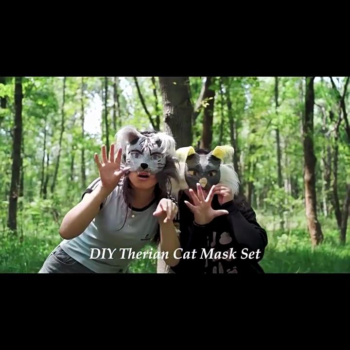 DIY Blank Masks Kit Half Face Hand Drawn Animal Cat Fox Mask DIY Handmade Graffiti Half Face Mask Party Halloween Christmas Gift