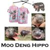 Moo Deng Tiny Baby Hippo Star Thailand Cute Pygmy Hippo Unisex Men Women Kid T-Shirt Print Short Sleeve Round Neck Pink