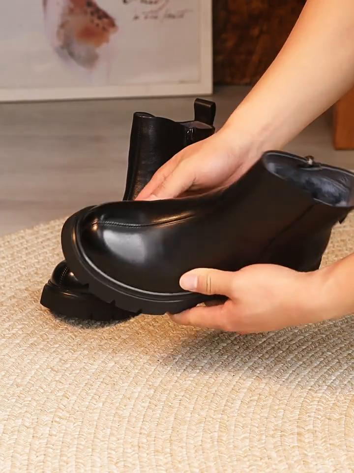 Johnature Короткие ботинки из натуральной кожи с толстой подошвой и шерстяной подкладкой, женские теплые зимние хлопковые ботинки