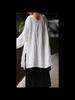 Johnature Woman Spring Loose Solid Color Vintage Coat Flared Sleeves V-Neck Retro Personality Coat